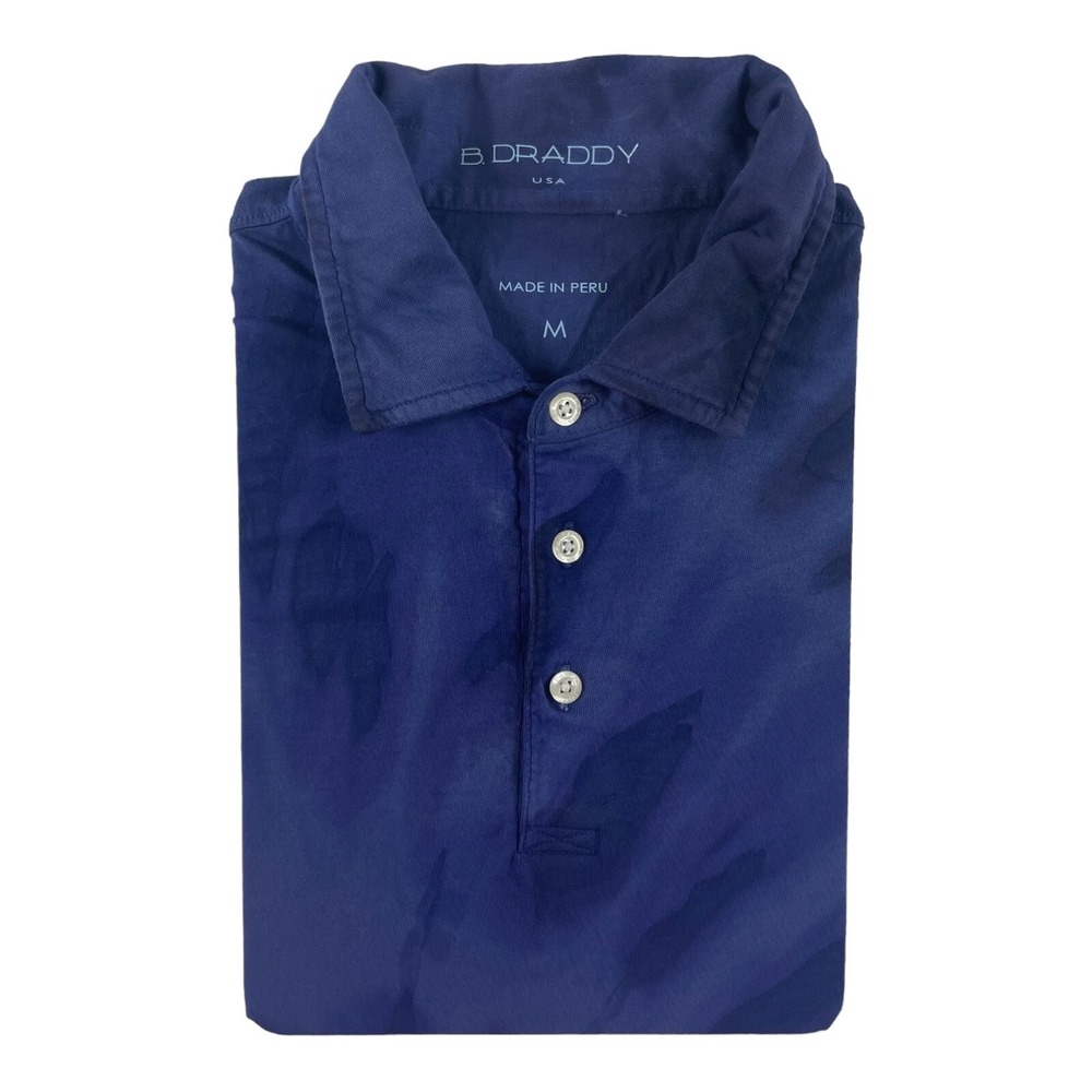 B.Draddy Mens Pima Cotton Polo Shirt Blue Camo Tie Dye Size M